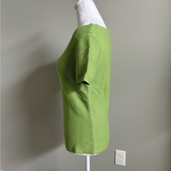 Talbots Short Sleeve Textured Sweater Lime Green Size Small - Picture 2 of 7